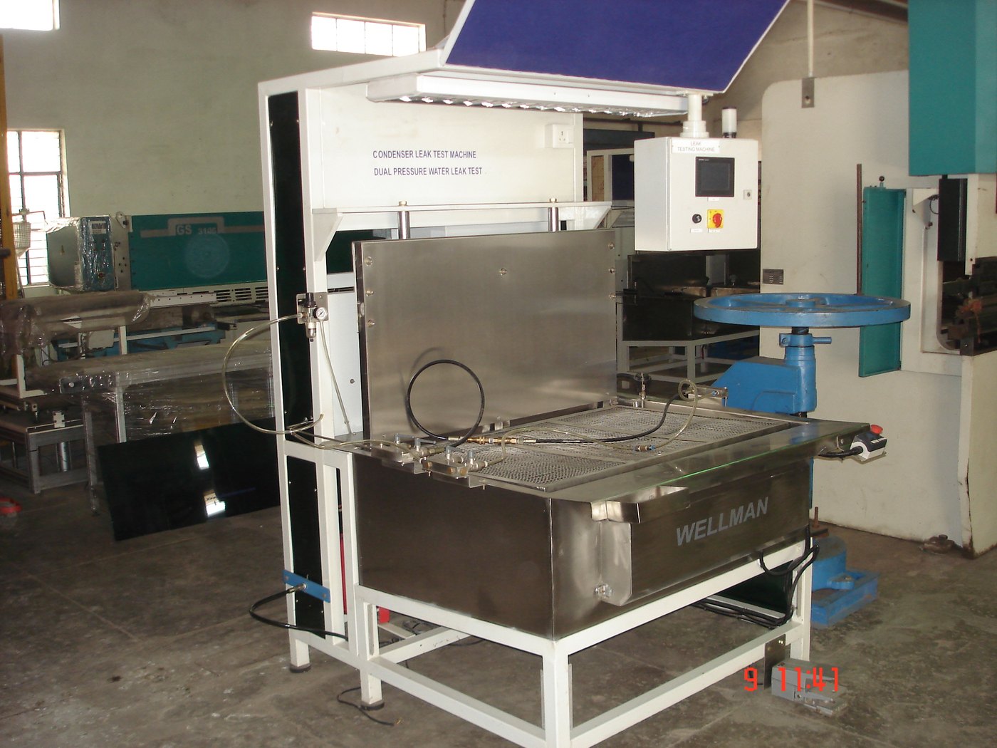 Wellman hose and tube leak test machine with SS-304 water tank and PLC control panel